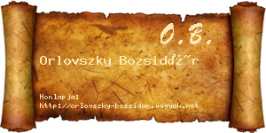 Orlovszky Bozsidár névjegykártya